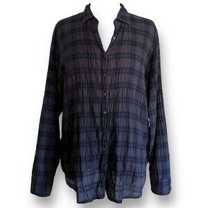 Xirena Womens Scout Shirt Sz Small Gray Plaid Textured Cotton Gauze Button Up